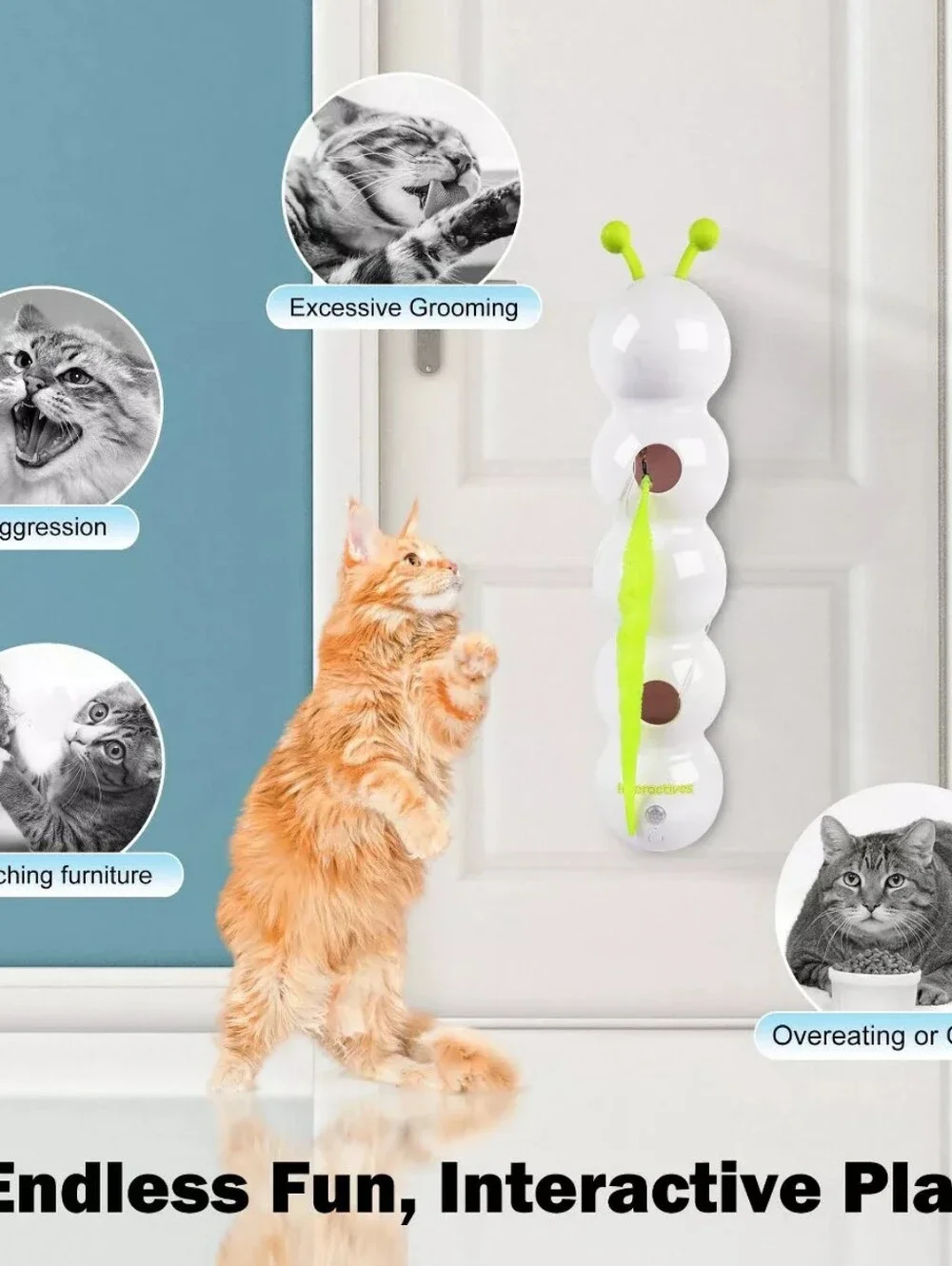NIB Allforpaws Interactive Cat Toys Wack'A'Worm Post Cat Toy